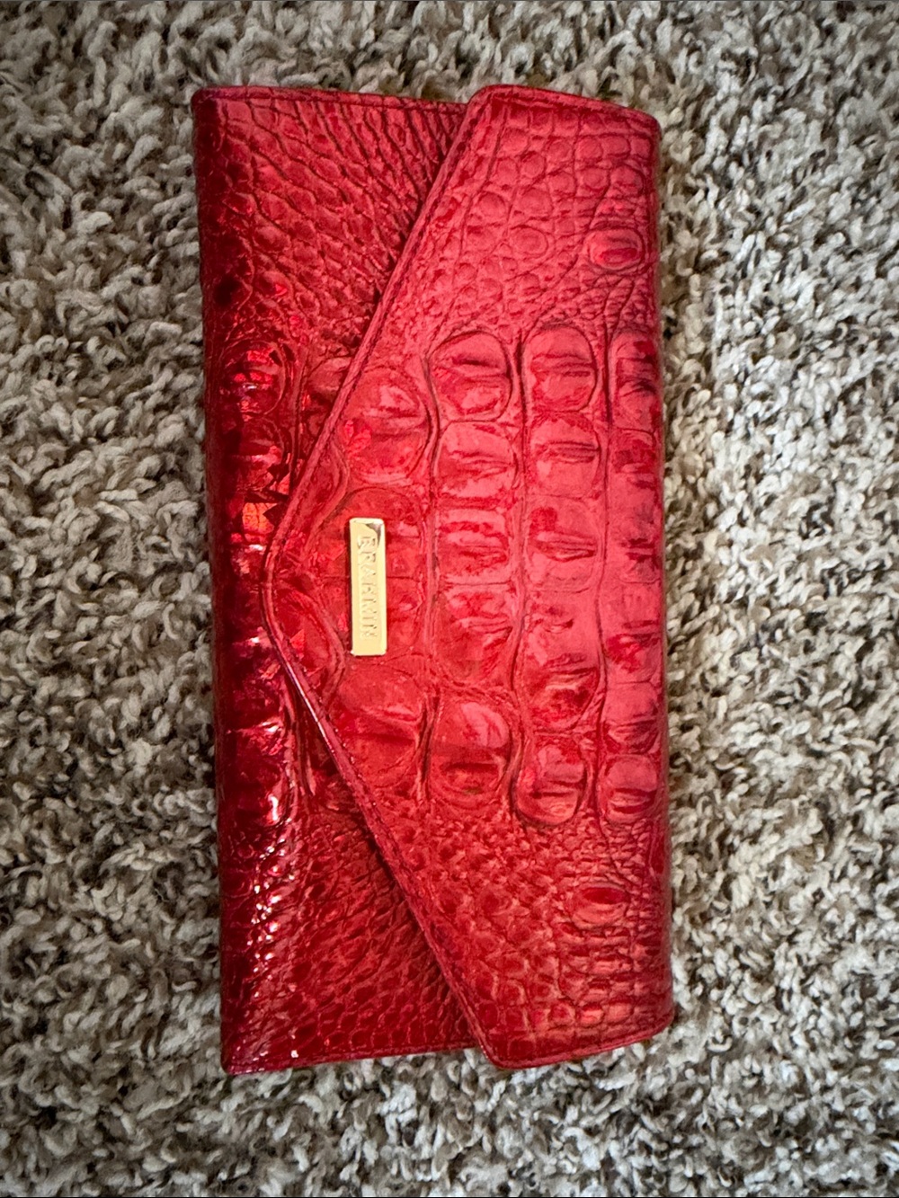 Brahmin Red Croc-Embossed Envelope Wallet - never used